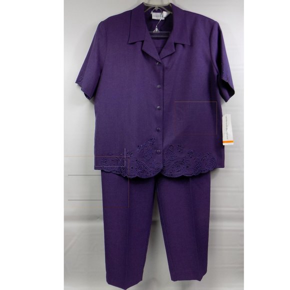 Alfred Dunner Pants - Alfred Dunner Purple 2-Piece Pant Suit Size 18 NWT